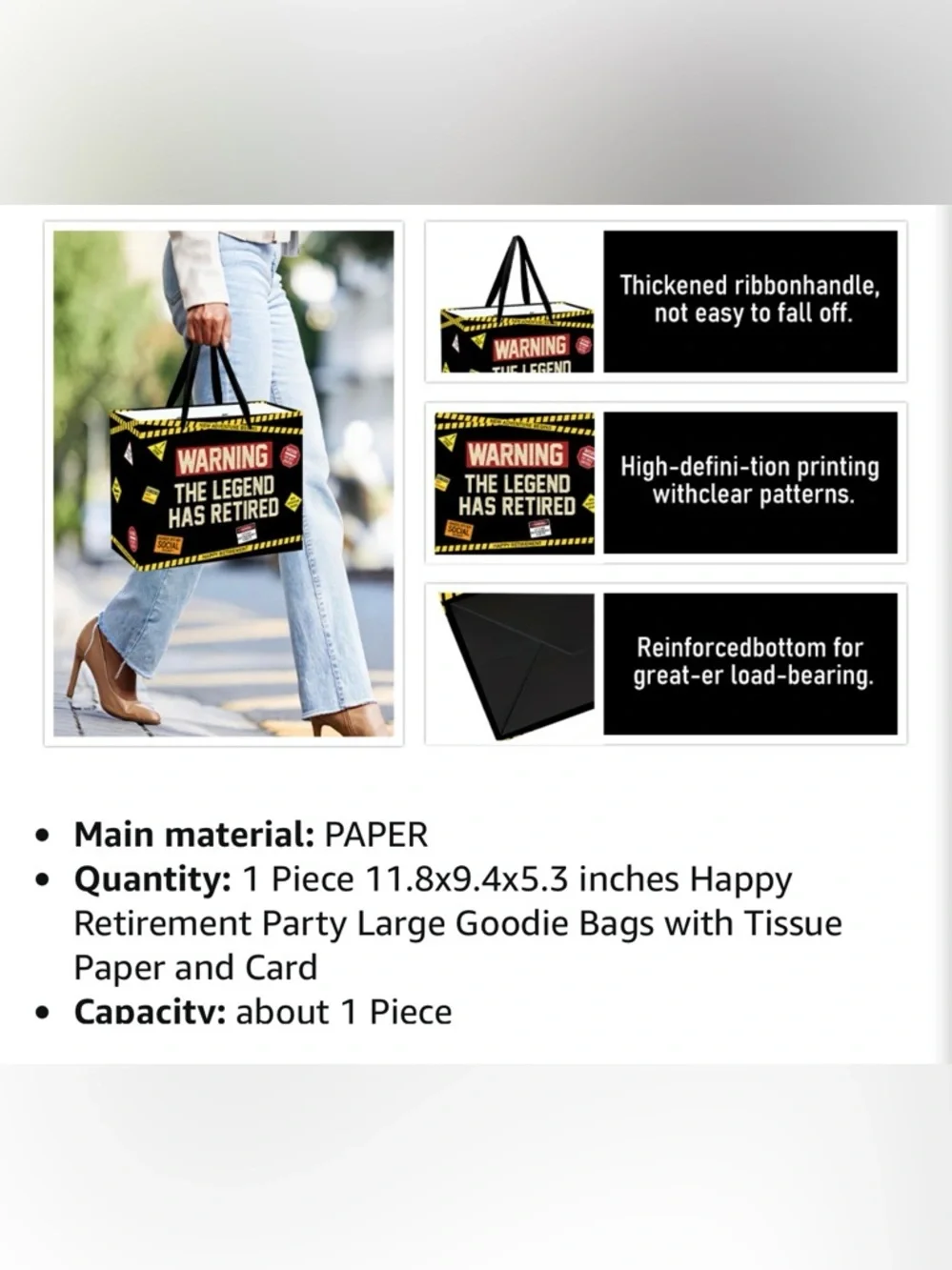 Happy Retirement Large Gift Bags with Tissue Paper and Card